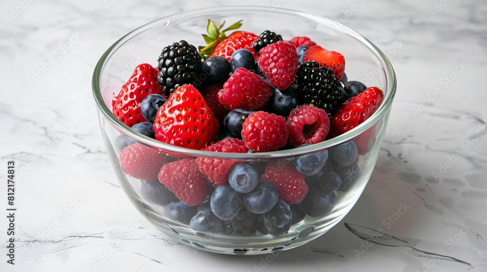 delectable assortment of fresh berries in glass bowl colorful mix of blackberries raspberries strawberries and blueberries delectable assortment of fresh berries in glass bowl colorful mix of blackberries raspberries strawberries and blueberries