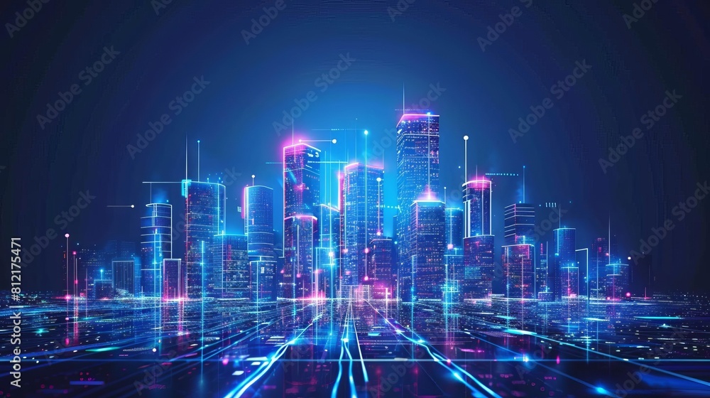 digital twin of smart city with futuristic technology elements urban innovation concept