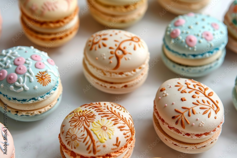 Colorful Macaroons Spread Across a Table Colorful Macaroons Spread Across a Table