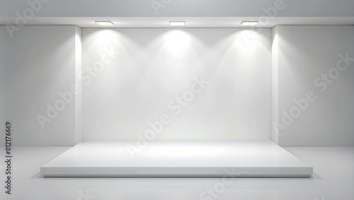 Blank white studio background. Design for product demonstration.