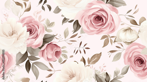 Wallpaper Mural Seamless floral pattern with  watercolor flowers on summer background, watercolor illustration. Template design for textiles, interior, clothes, wallpaper Torontodigital.ca