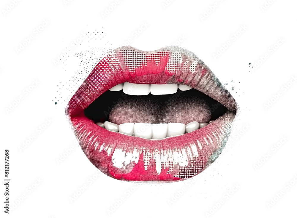 Fototapeta premium halftone lips isolated on transparent background 