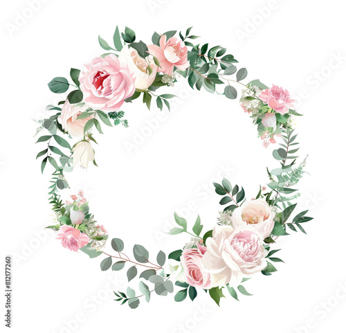 Wreath with rose flowers on transparent background  © neirfy