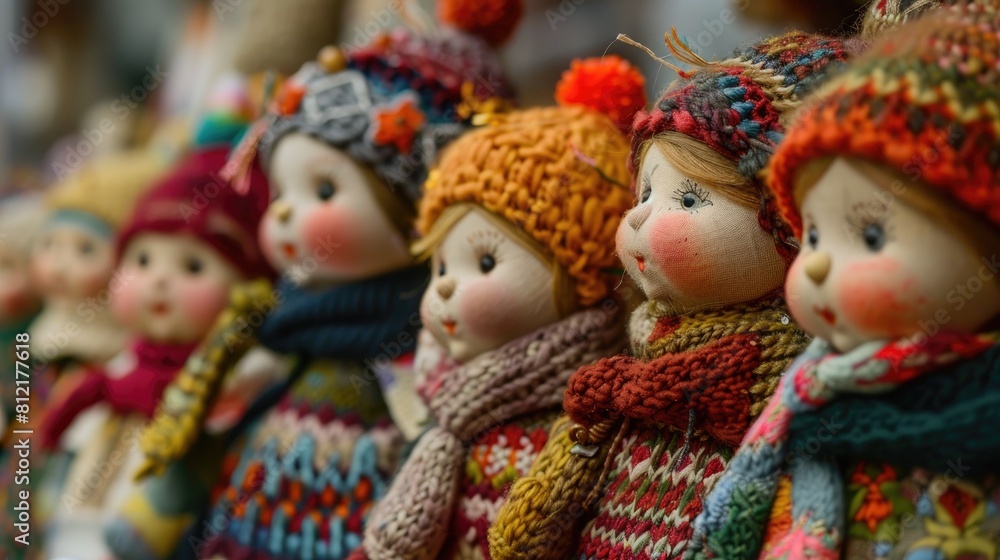 Beautiful handmade dolls adorned in traditional Latvian and Lithuanian attire are on display at the lively outdoor street market a perfect memento for tourists during the city s festive cel