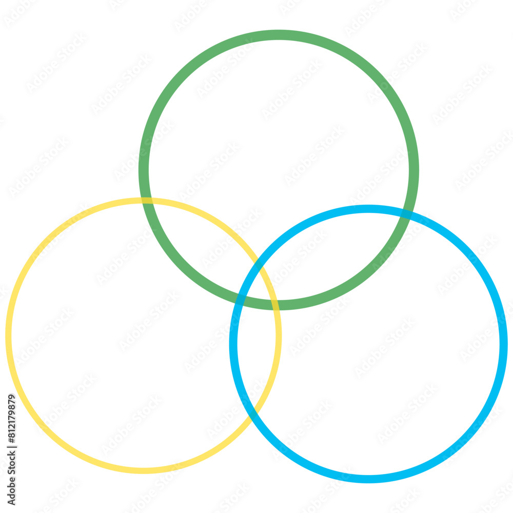 Intersecting, overlapping circles, rings element Intersecting, overlapping circles, rings element