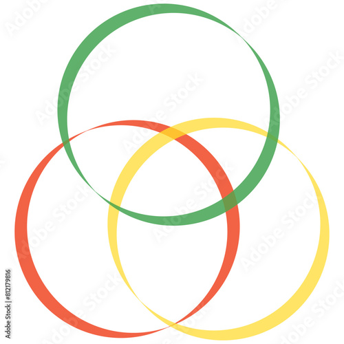 Intersecting, overlapping circles, rings element