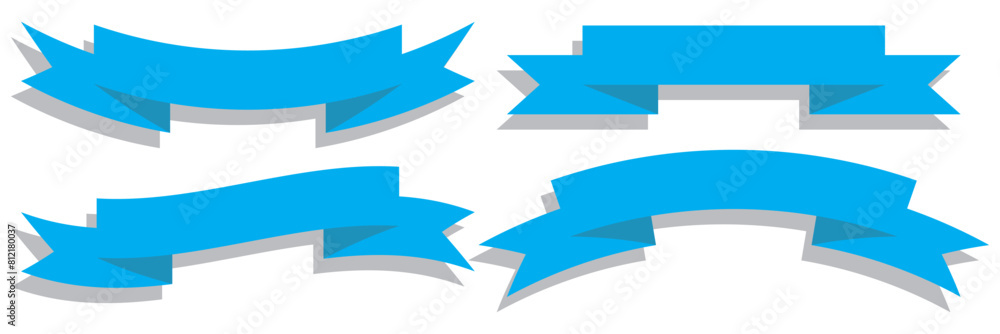 A set of vector sky blue ribbons on a white background A set of vector sky blue ribbons on a white background