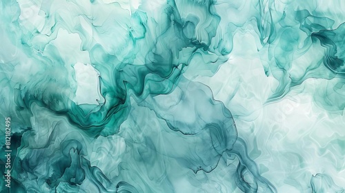 fluid teal blue and green watercolor paint creates dynamic abstract texture background digital painting