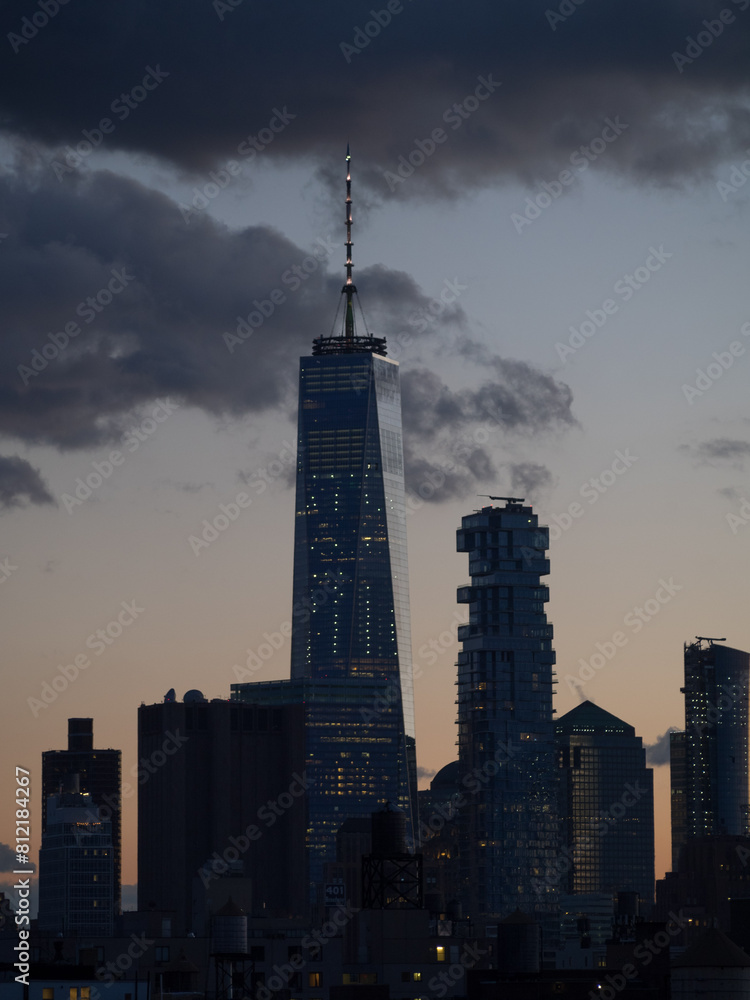 Downtown Manhattan skyline at dusk Downtown Manhattan skyline at dusk