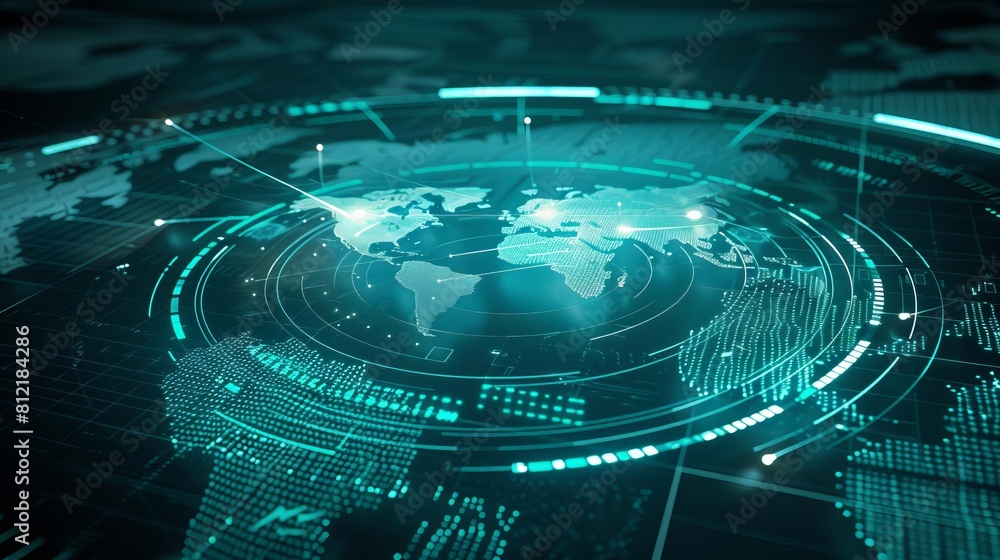 global topographic map with futuristic radar interface communication technology concept global topographic map with futuristic radar interface communication technology concept