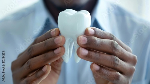 Dentist Holding a Tooth Model