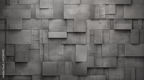 Abstract 3D Geometric Gray Wall Texture in a Monochromatic Theme
