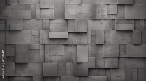 Fototapeta Naklejka Na Ścianę i Meble -  Abstract 3D Geometric Gray Wall Texture in a Monochromatic Theme