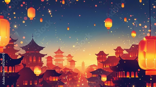 glowing paper lanterns illuminating the night celebrating the midautumn festival cultural illustration photo