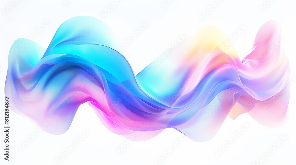 holographic gradient neon wave shape on white background futuristic abstract design holographic gradient neon wave shape on white background futuristic abstract design