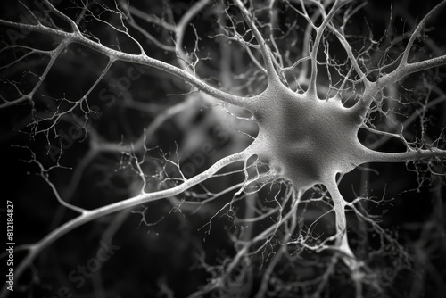 Monochrome Brainstorm: Neuron Art - made with Generative AI (ID: 812184827)