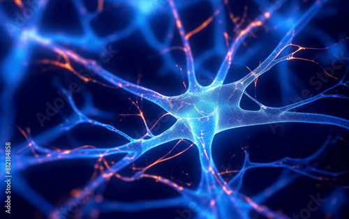 Neon Neurology - Blue Brain Cells - made with Generative AI (ID: 812184858)