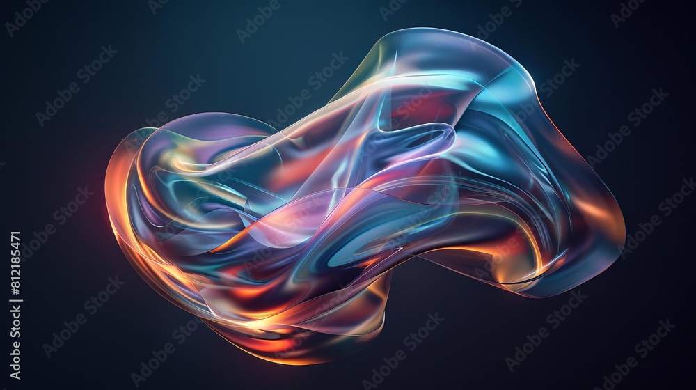 iridescent abstract shape floating in dark void creating mesmerizing interplay of light and color 3d rendered illustration iridescent abstract shape floating in dark void creating mesmerizing interplay of light and color 3d rendered illustration