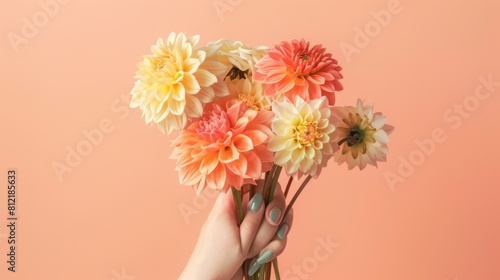 A Hand Holding Colorful Blooms
