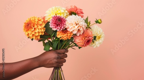 A Hand Holding Colorful Bouquet