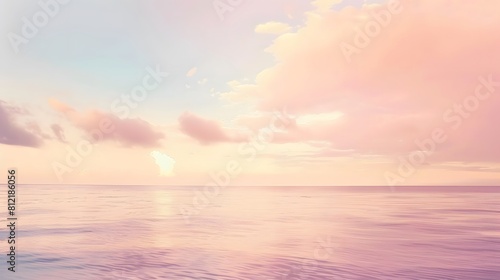Dreamy sunset over a calm ocean with pastel hues © Felippe Lopes