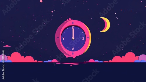 Countdown clock flat design front view midnight countdown theme water color Complementary Color Scheme photo