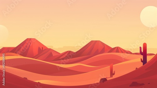 Desert flat design side view mirage theme animation Tetradic color scheme