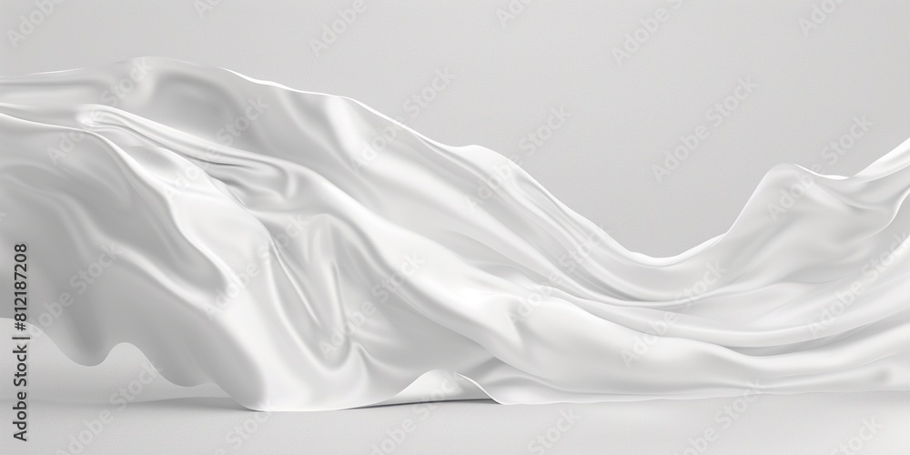 Fototapeta premium Smooth elegant white silk or satin luxury cloth texture as wedding background. Luxurious background design, empty space for product display.