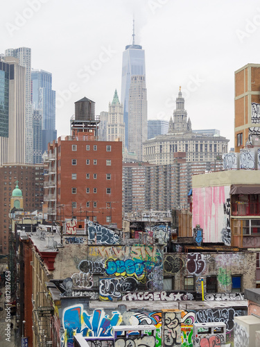 Looking over the buildings of Chinatown to Downtown Manhattan