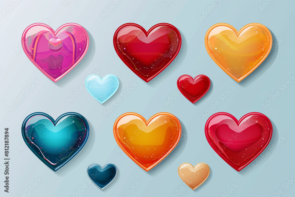 Craft a heartfelt poster for your next event using versatile heart vector icons. Set of love symbols isolated
