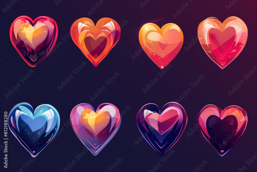 Add a touch of romance to your graphic designs with stylish heart vector icons. Set of love symbols isolated
