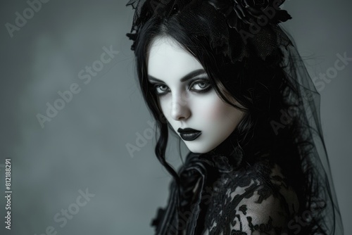 Expressive Beautiful goth girl. Mystery little girl. Generate ai