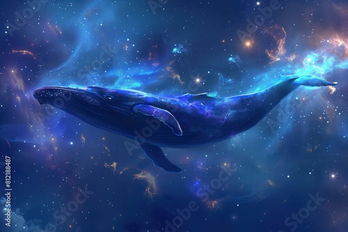 Enchanting Beautiful heavenly whale. Art love design. Generate Ai © anatolir