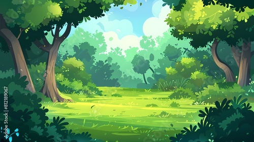 A serene forest glade bathed in soft sunlight