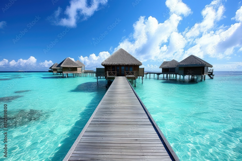 Luxurious Maldives travel. Vacation summer tropical. Generate Ai