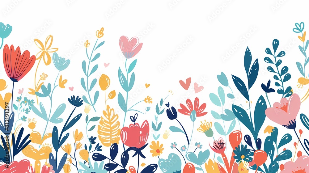 A colorful and whimsical garden of abstract flowers