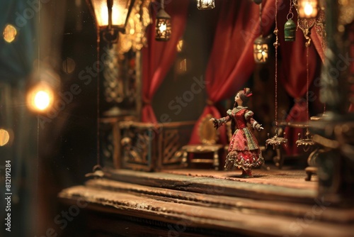 Miniature figurine of a woman standing on a piano