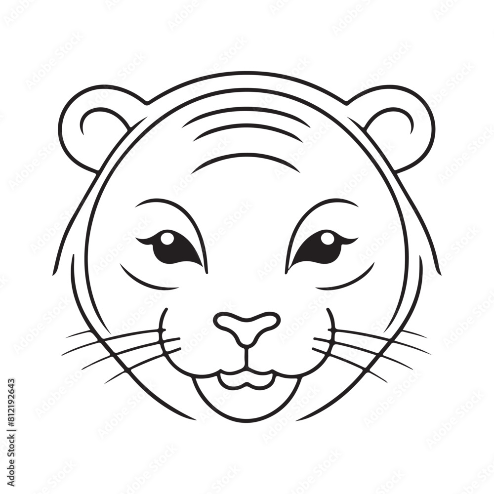 Tiger vector black and white cartoon character design collection. White background. Pets, Animals. Tiger vector black and white cartoon character design collection. White background. Pets, Animals.