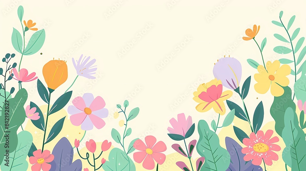 Springscape A serene burst of flora in pastel hues Springscape A serene burst of flora in pastel hues