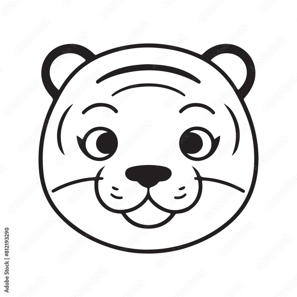 Tiger vector black and white cartoon character design collection. White background. Pets, Animals. Tiger vector black and white cartoon character design collection. White background. Pets, Animals.