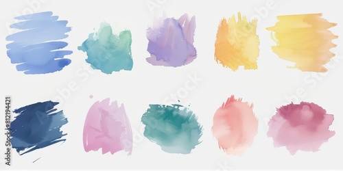 Set of watercolor brush strokes. Vector illustration.