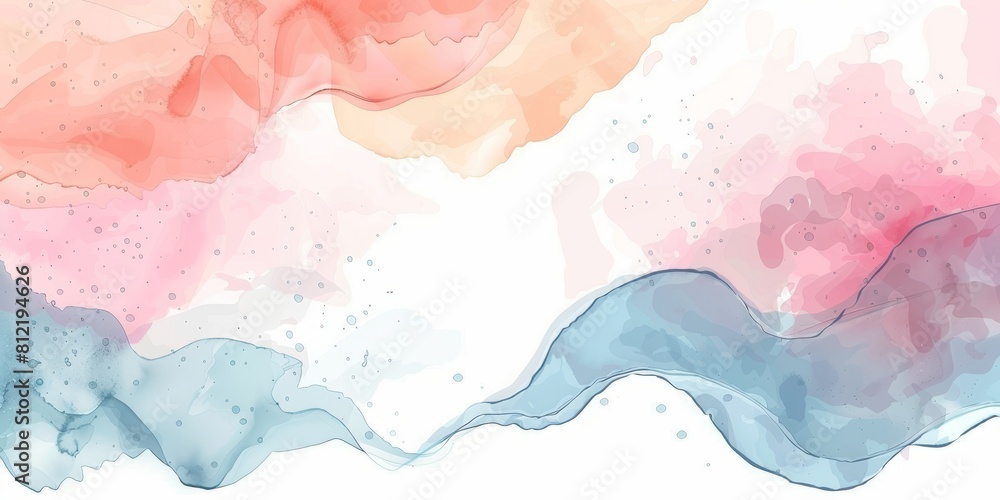 Abstract watercolor background. Pink, blue and peach.