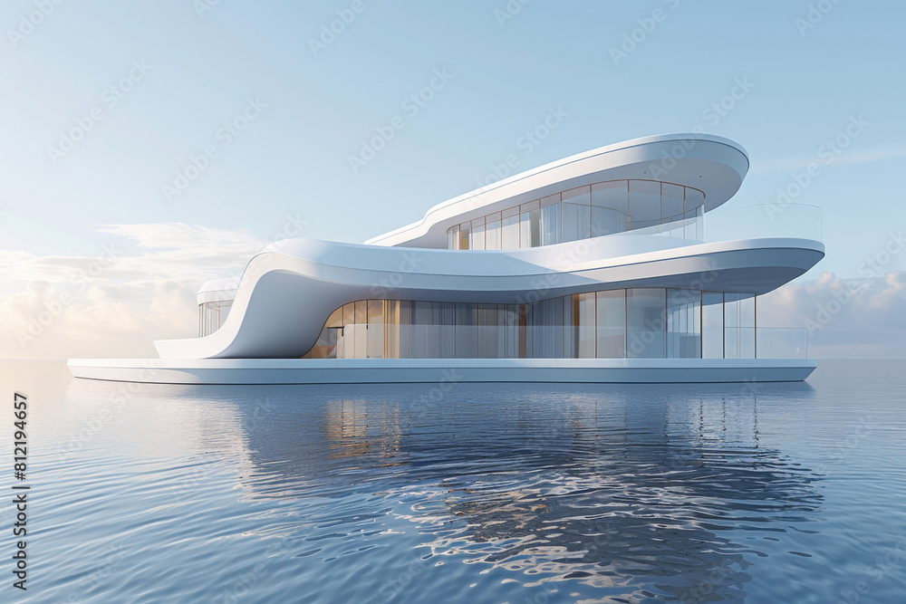 Modern buildings by the lake. Empty architectural background. Modern buildings by the lake. Empty architectural background.