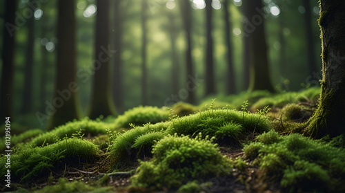 Ferns (Filicatae) in forest, Narke, Sweden. Genrative.ai  
 photo