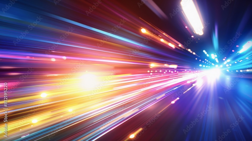 Obraz premium A colorful, blurry image of a light that is shining through a window