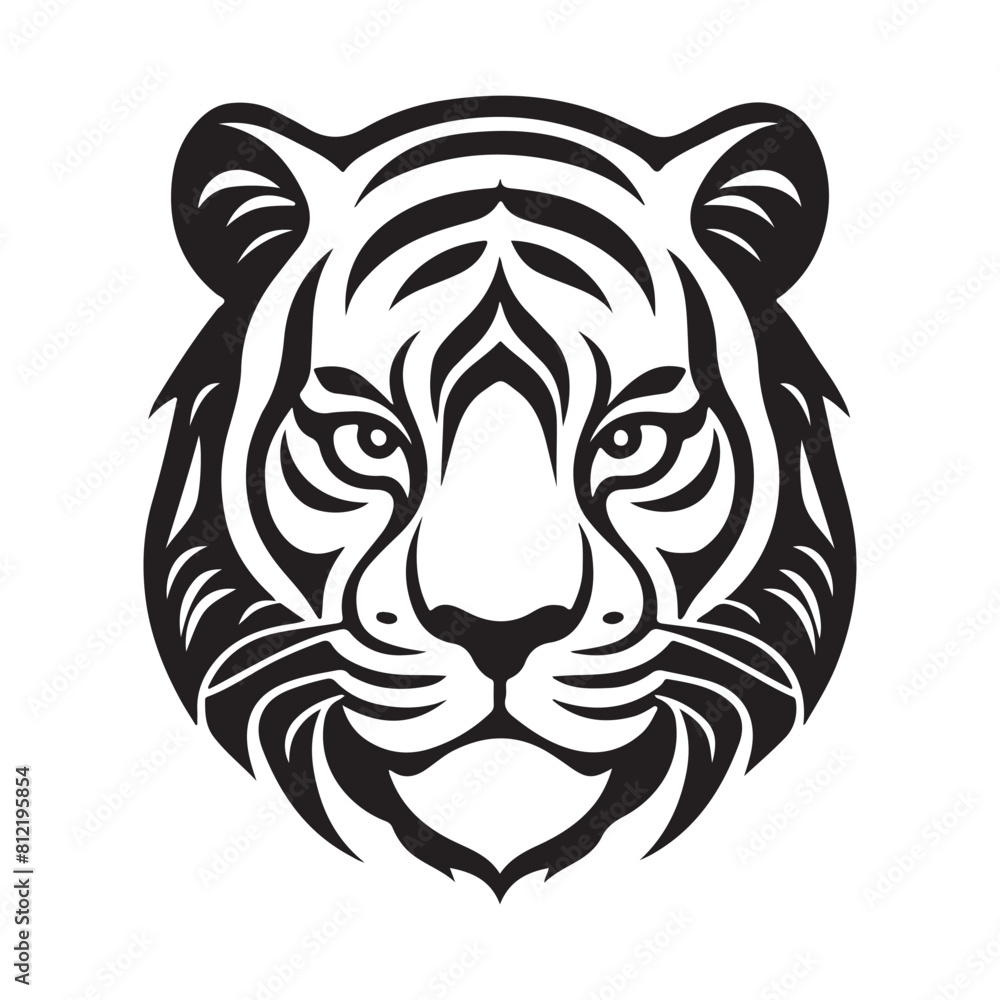 Tiger vector black and white cartoon character design collection. White background. Pets, Animals. Tiger vector black and white cartoon character design collection. White background. Pets, Animals.