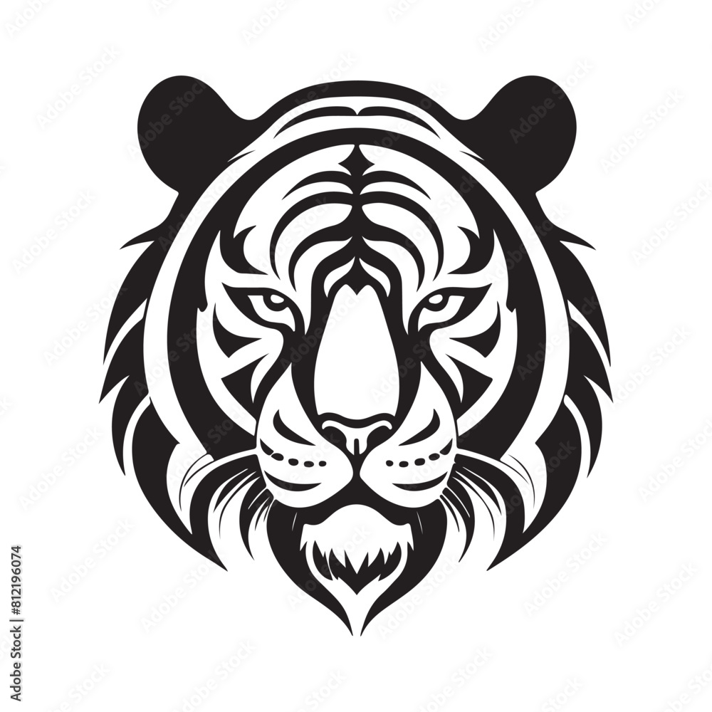 Tiger vector black and white cartoon character design collection. White background. Pets, Animals. Tiger vector black and white cartoon character design collection. White background. Pets, Animals.