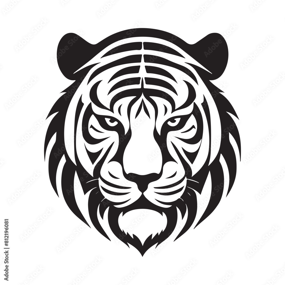 Tiger vector black and white cartoon character design collection. White background. Pets, Animals. Tiger vector black and white cartoon character design collection. White background. Pets, Animals.