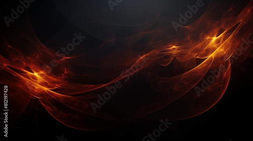 Abstract Fiery Wave Design on a Dark Background