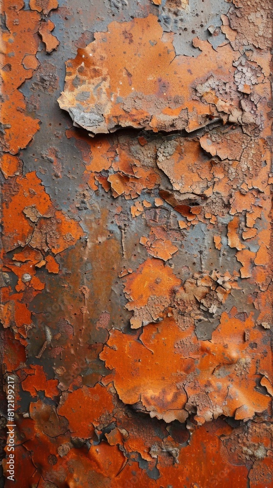Rusty paint on a metal surface with a rusted surface Rusty paint on a metal surface with a rusted surface